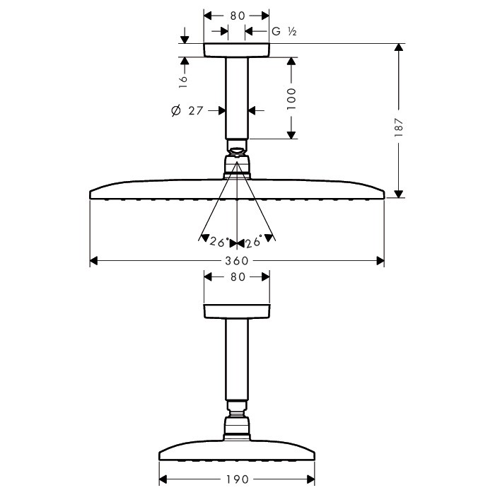 Верхний душ Hansgrohe Raindance E 360 Air 27381000