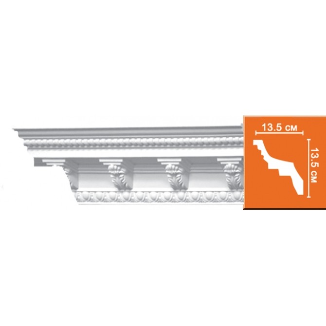 Плинтус потолочный полиуретановый Decomaster 95308 2400х135х135 мм