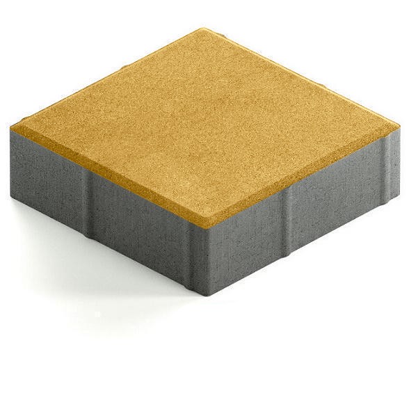 Тротуарная плитка Steingot Практик 60 из белого цемента с частичным прокрасом квадрат желтая 200х200х60 мм