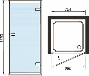 Душевая дверь в нишу Weltwasser WW800 800K1-80 800х1850 мм