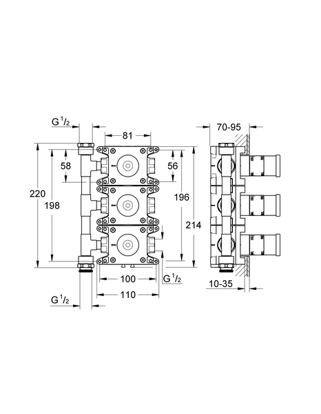 Скрытая часть вентиля Grohe Grohtherm F 35031000