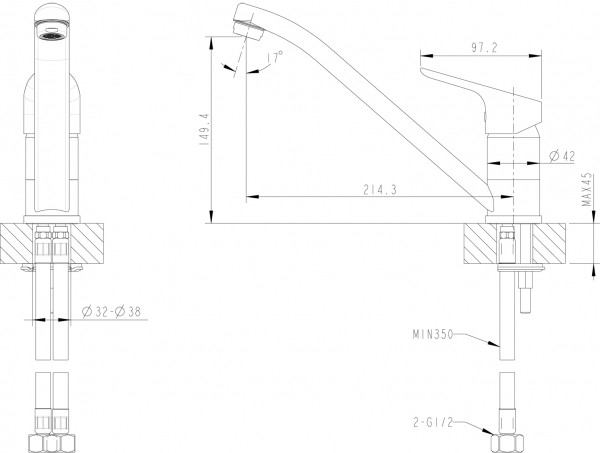 Смеситель для кухни Bravat Drop F74898C-2