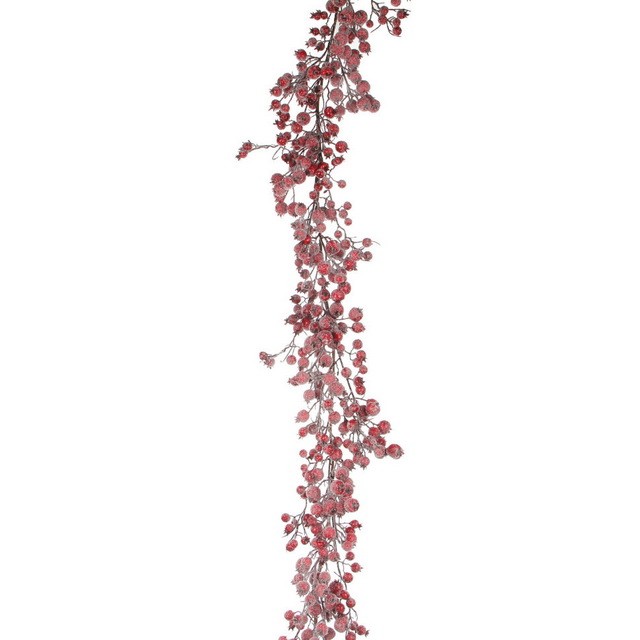 Гирлянда хвойная House of Seasons с ягодами красная заснеженная 180 см 