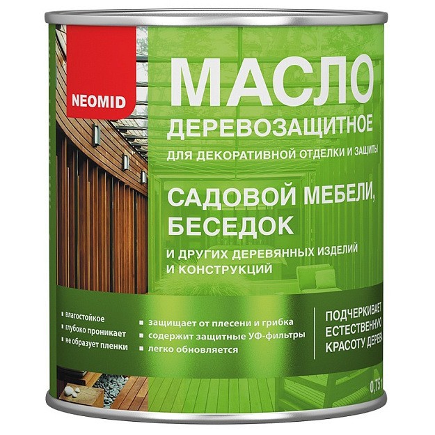 Масло деревозащитное Neomid для мебели и интерьеров бесцветное 0,75 л