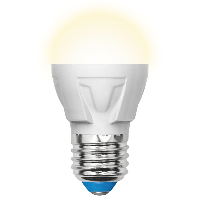 Лампа светодиодная Uniel Яркая LED-G45 7W/WW/E27/FR PLP01WH матовая 3000K