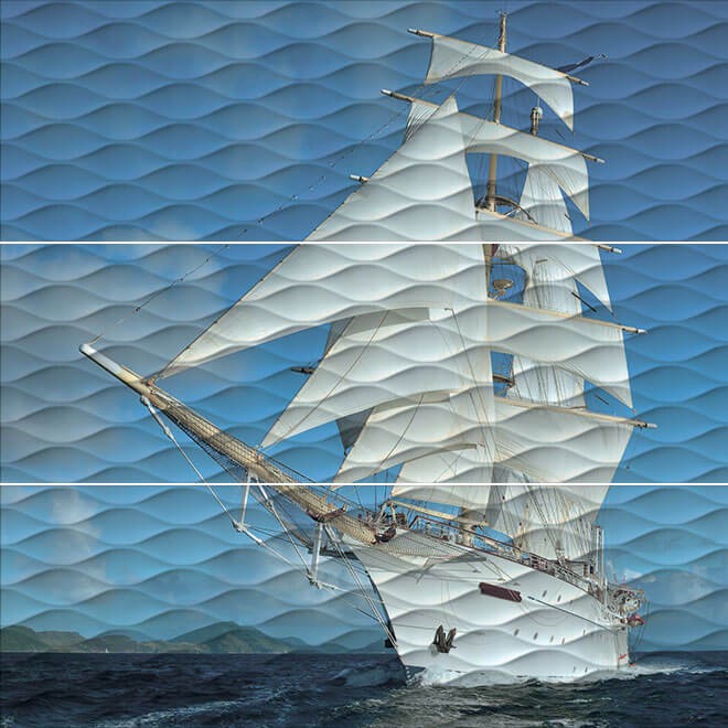Панно керамическое Kerama Marazzi ALD/A01/3x/13025R Майори Корабль обрезное 900х900  мм