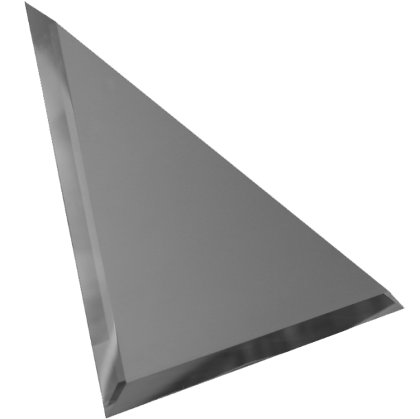 Зеркальная плитка ДСТ ТЗГм1-01 треугольная с фацетом 10 мм графитовая 180х180 мм