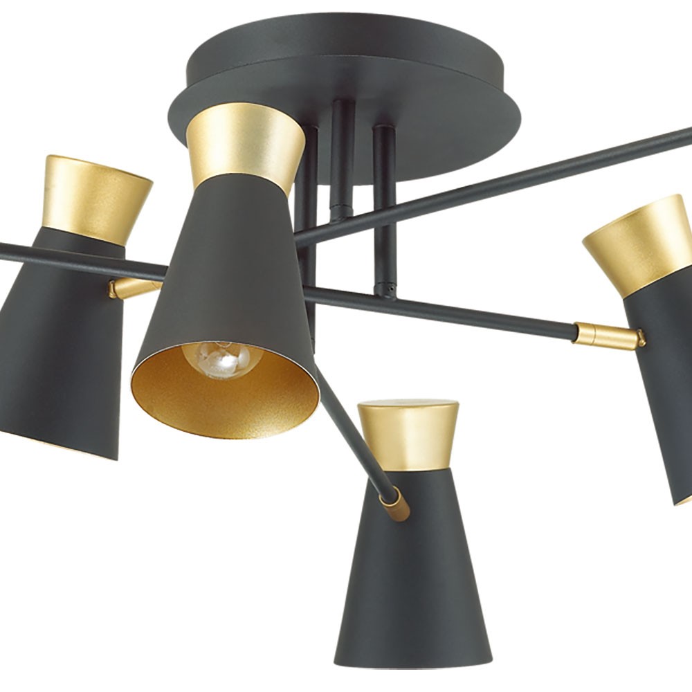 Люстра потолочная Lumion Liam 3790/6C черная с золотом E14 6х40W 220V