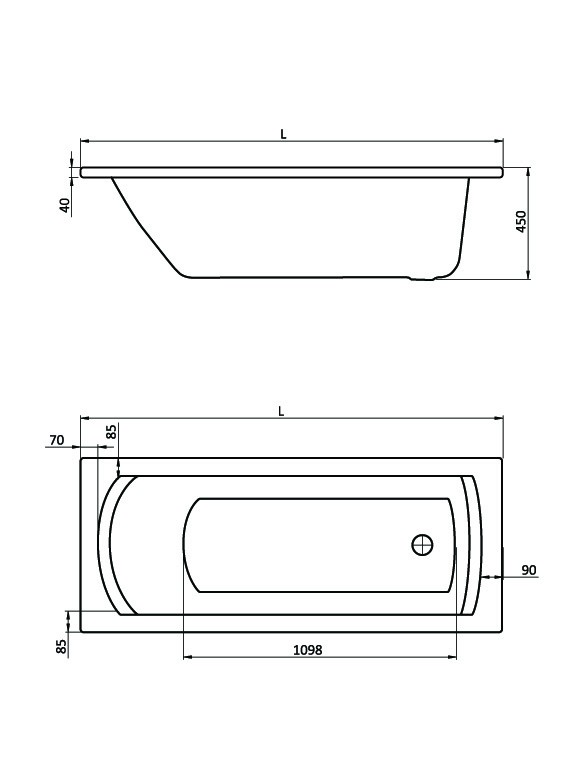 Ванна акриловая Santek Монако 1WH112317 150х70 см