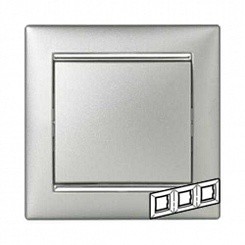 Рамка трехместная Legrand Valena 770353 горизонтальная алюминий/серебряный штрих