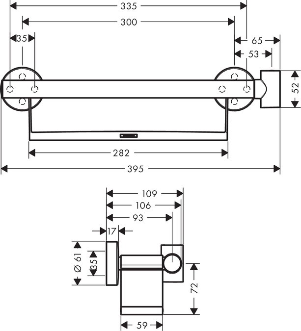 Поручень для ванной Hansgrohe Comfort 26328400 с полочкой и держателем для душа