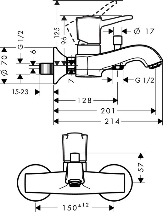 Смеситель для ванны Hansgrohe Metropol 32540000