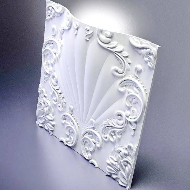 Дизайнерская 3D панель из гипса Artpole Valencia LED White 3 модуля 600х600 мм