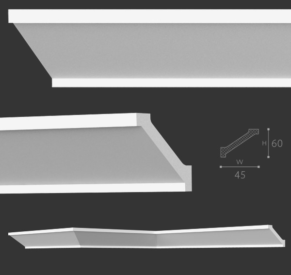 Карниз потолочный из дюрополимера NMC HDPS Wallstyl Essenza WT-1 2 м