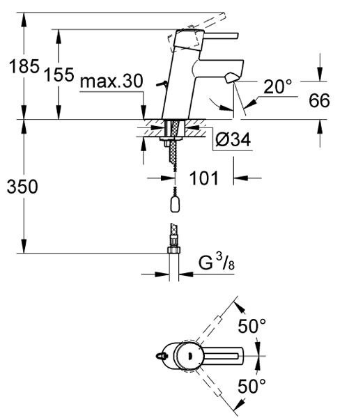 Смеситель для умывальника Grohe Concetto New с цепочкой хром