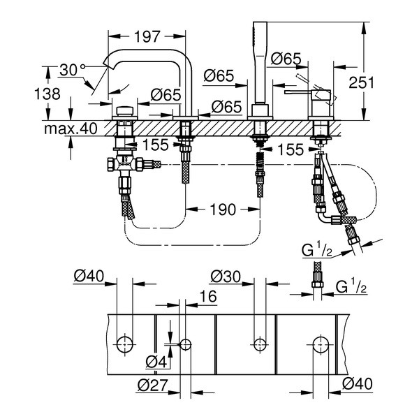 Смеситель для ванны Grohe Essence+ 19578001