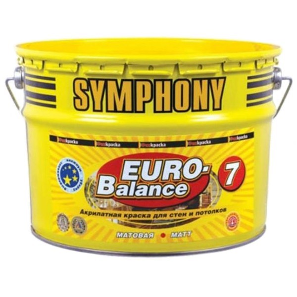 Краска акриловая Symphony Euro-Balance 7 C матовая 9 л металлическое ведро