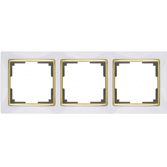 Рамка трехместная Werkel Snabb WL03-Frame-03-white-GD белая/золото
