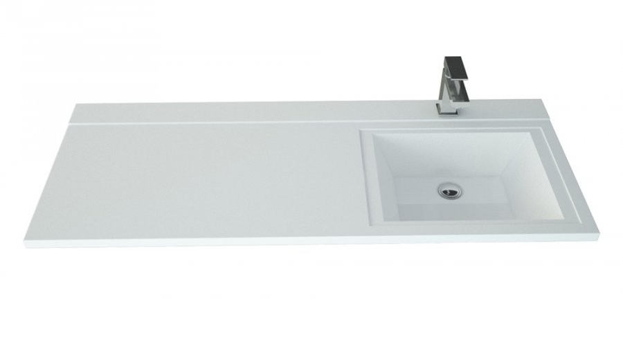 Тумба подвесная с раковиной Style Line Даллас 120 R Люкс Plus белая