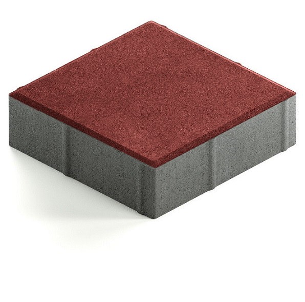 Тротуарная плитка Steingot Практик 60 из серого цемента с частичным прокрасом квадрат красная 200х200х60 мм