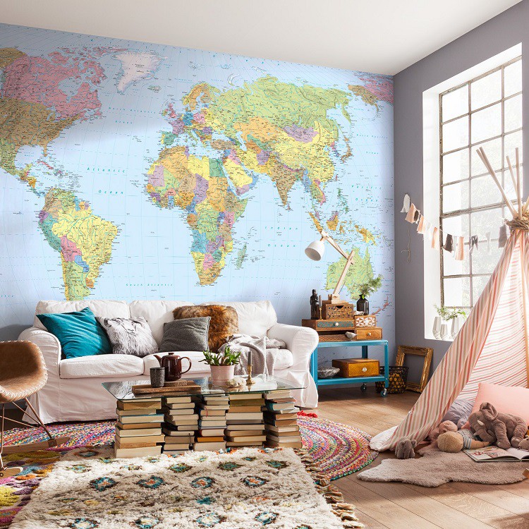 Фотообои флизелиновые Komar World Map XXL4-038 3,68х2,48 м