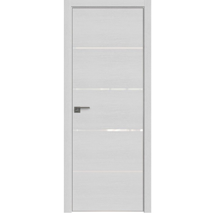 Дверное полотно Profil Doors 20ZN экошпон Монблан стекло белый лак 2000х800 мм с врезкой под магнитный замок и скрытые петли