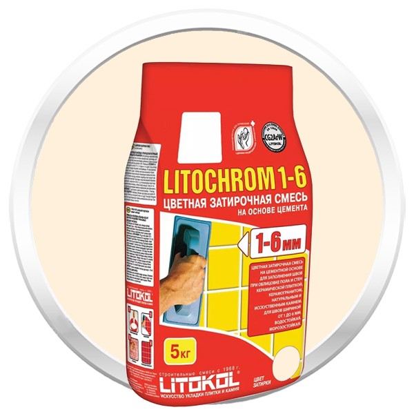 Затирка цементная для швов Litokol Litochrom 1-6 C.130 песочная 5 кг