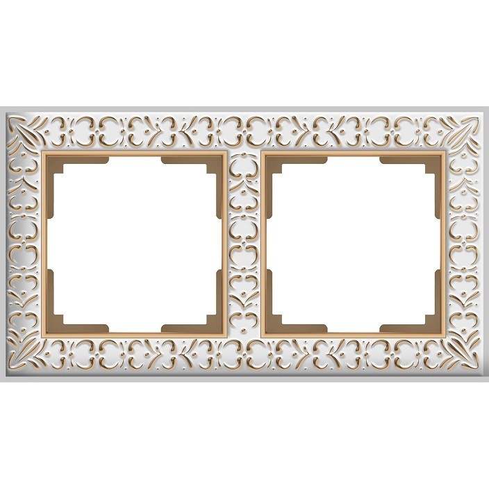 Рамка двухместная Werkel Antik WL07-Frame-02 белое золото