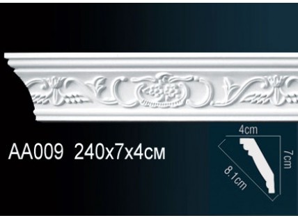 Карниз потолочный полиуретановый Перфект AA009F 2400х70х40 мм