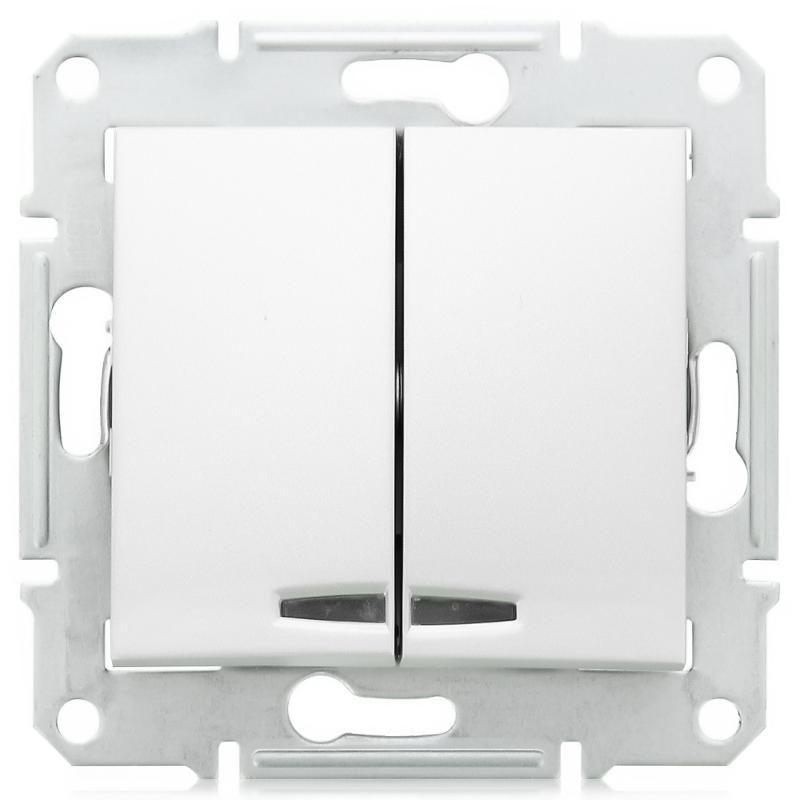 Механизм выключателя Schneider Electric Sedna SDN0300321 двухклавишный с индикатором белый