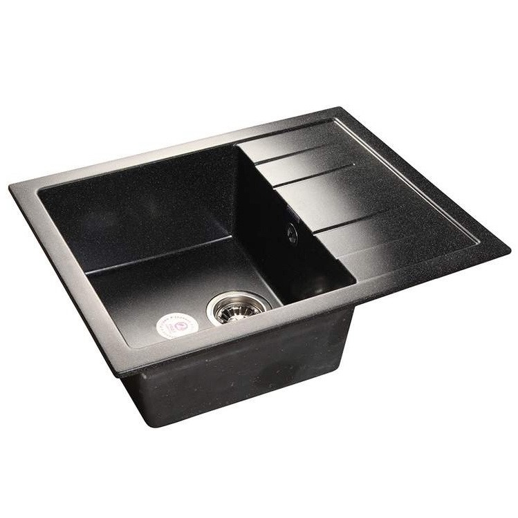 Кухонная мойка GranFest Quadro GF-Q650L 650х495 мм композитная черная