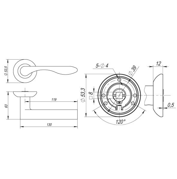 Ручка дверная Fuaro Linda RM SC/CP-16