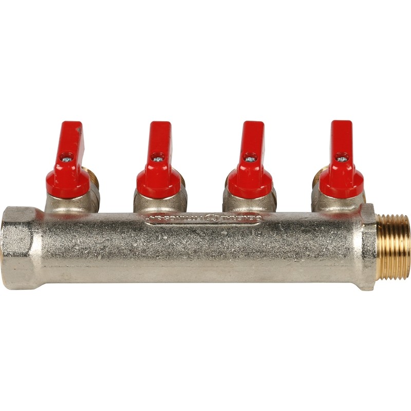 Коллектор с шаровыми кранами Stout SMB 6200 341204 на 4 выхода 1/2 дюйма 