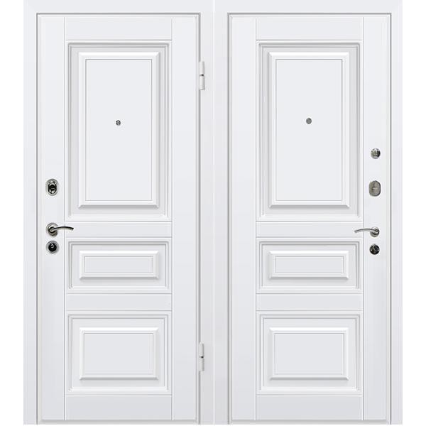 Дверь входная металлическая МеталЮр М11 правая 2050х860 мм снаружи и внутри МДФ винорит белый
