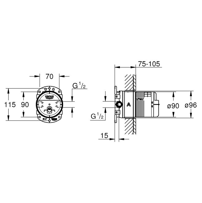 Встроенная часть универсальная Grohe 26483000 для верхнего душа