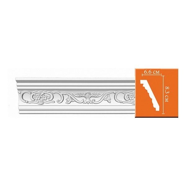 Плинтус потолочный полиуретановый Decomaster 95036F 2400х83х66 мм