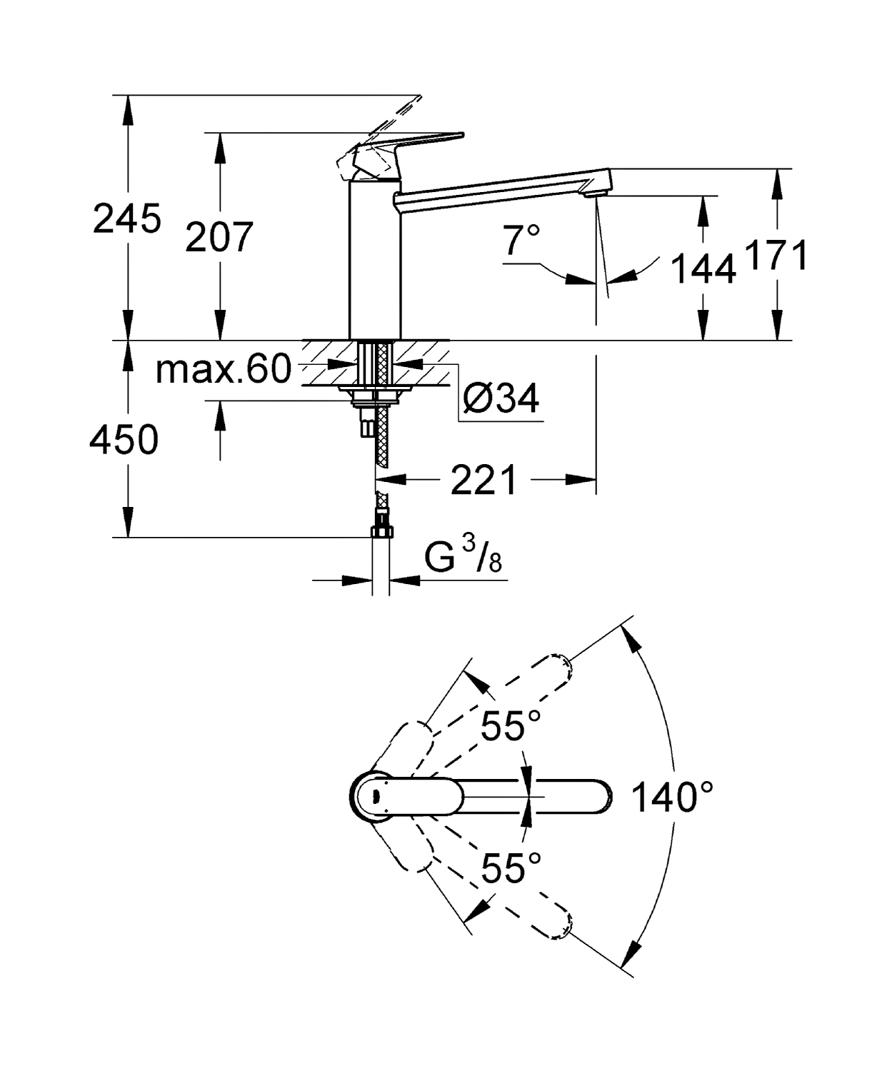 Смеситель для кухни Grohe Eurosmart Cosmopolitan 30193000