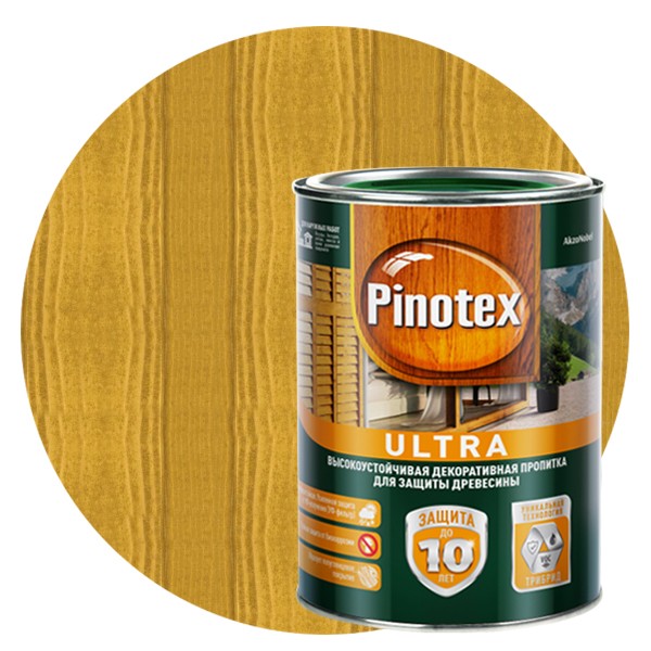 Пропитка для древесины Pinotex Ultra Калужница 1 л
