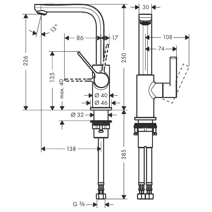 Смеситель для раковины Hansgrohe Metris S 31161000