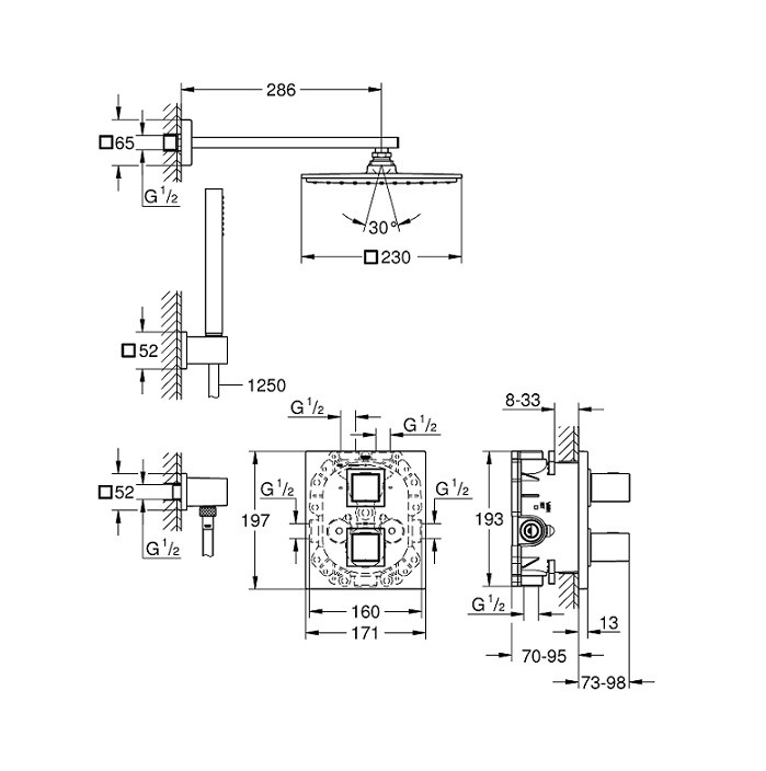 Душевой комплект Grohe Grohtherm Cube 34506000