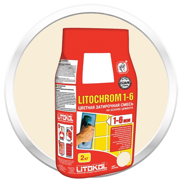 Затирка цементная для швов Litokol Litochrom 1-6 C.50 светло-бежевая 2 кг