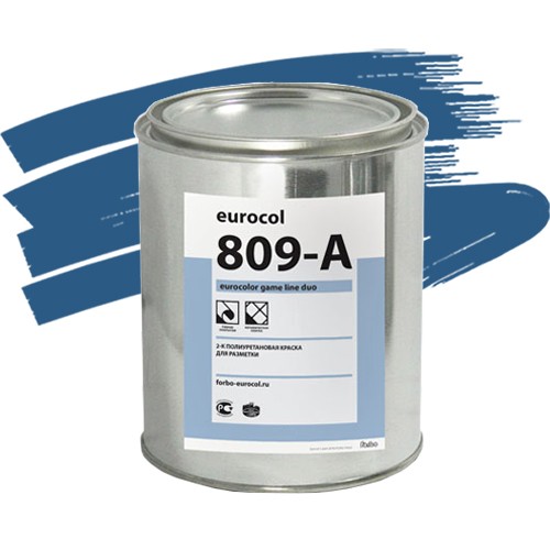 Краска полиуретановая Forbo Eurocolor 809-A Game Line Duo для разметки синяя 0,5 кг