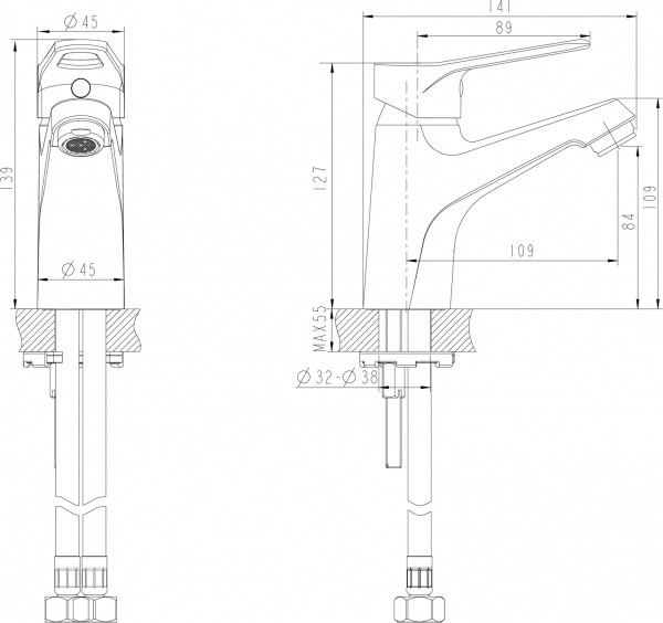 Смеситель для раковины Bravat Eco-D F193158C