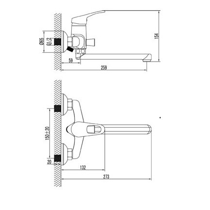 Смеситель для ванны Lemark Omega LM3110C