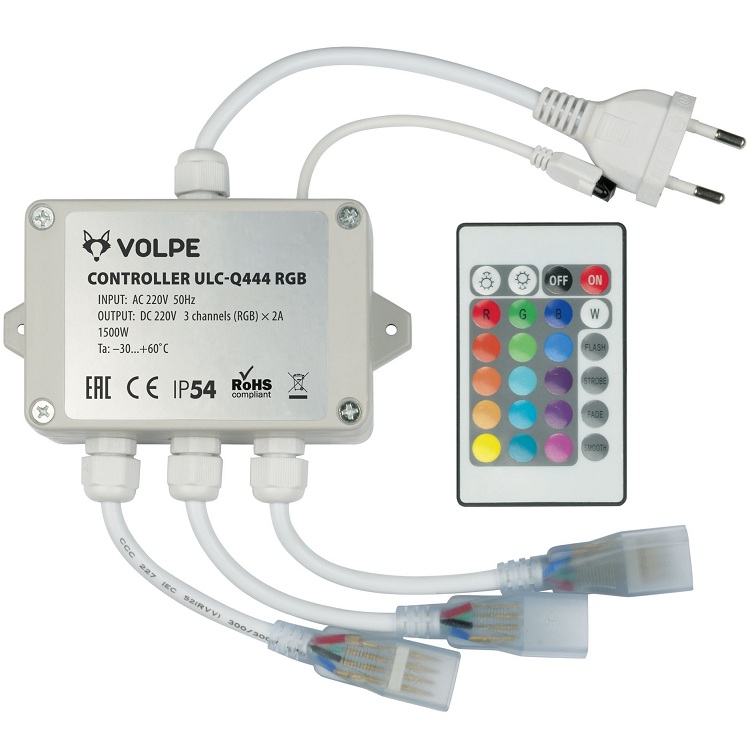 Контроллер для светодиодных RGB ULS-5050 лент 220В Volpe ULC-Q444 RGB White с пультом управления