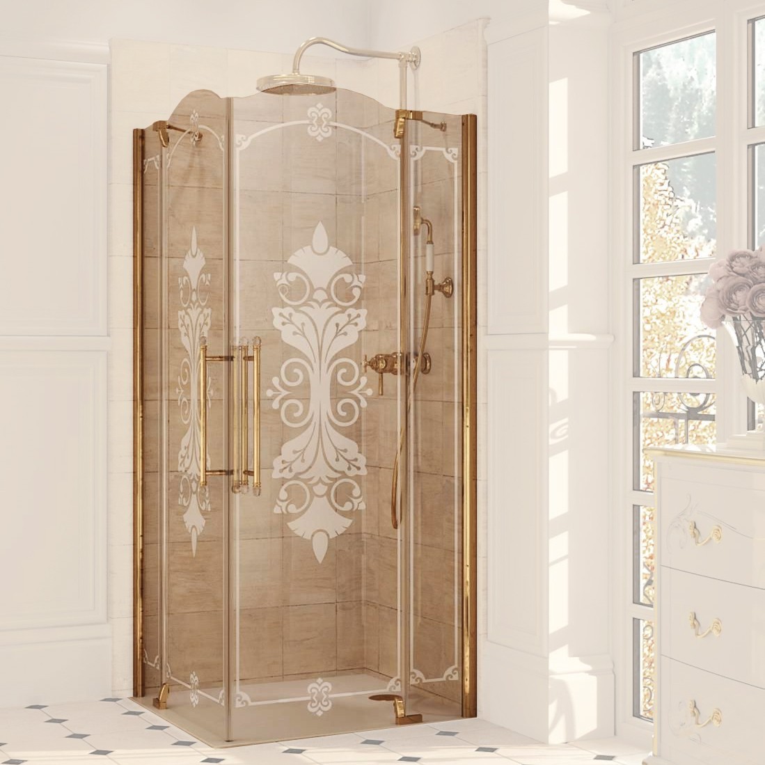 Душевое ограждение Huppe Studio Victorian SV0102.031.344 бронза 1000х1000х2010 мм