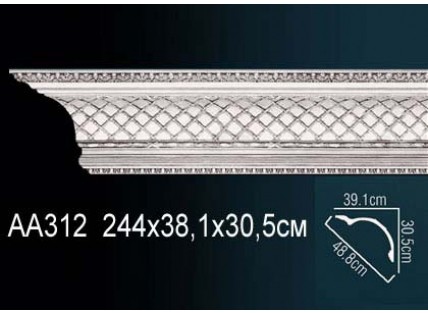 Карниз потолочный полиуретановый Перфект AA312 2440х391х305 мм