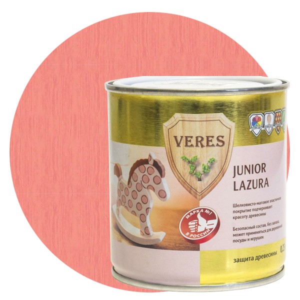 Пропитка для древесины Veres Junior Lazura №14 розовая 0,25 л