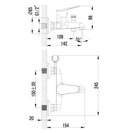 Смеситель для ванны Lemark Partner LM6552C