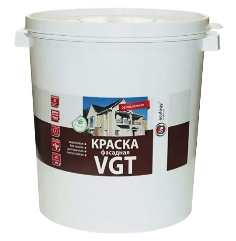 Краска фасадная VGT ВД-АК-1180 белоснежная 45 кг